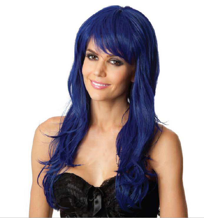 H037 Galactic Girl Blue Costume Wig